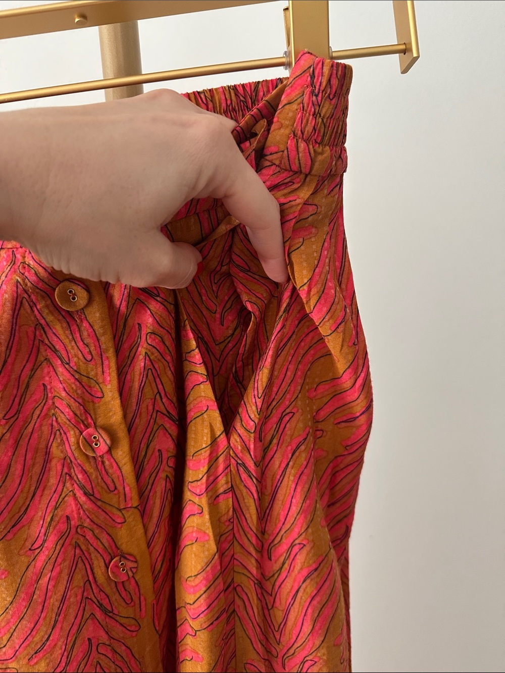 FRNCH Paris Printed Midi Skirt Small NWT Colorful Button Front - Picture 7 of 7